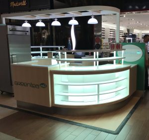 Green Tea Mall Kiosk curved front